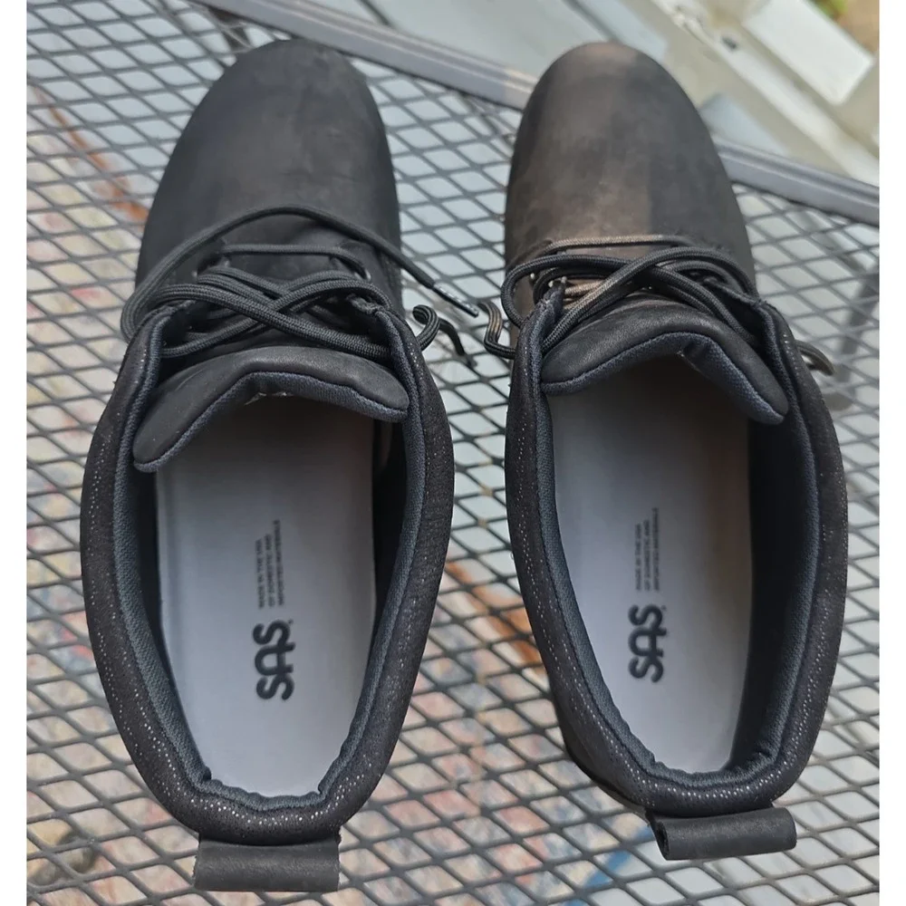 SAS Chukka Boots Black Nubuck Leather Slip Resistant Comfort Work Mens 10M